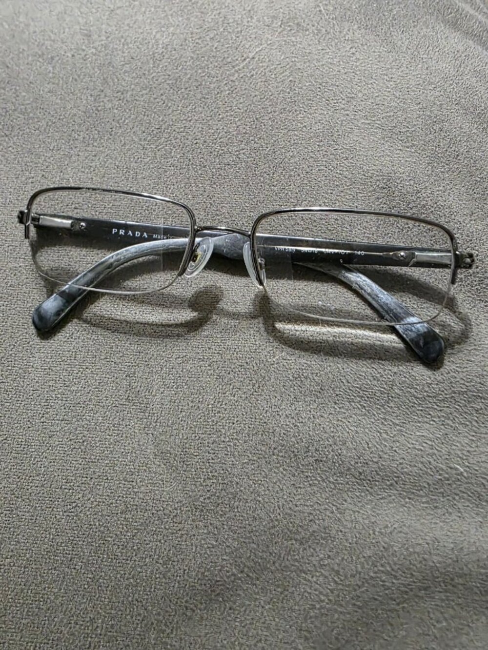 Prada Eyeglass Frames Silver/Tortoise Rectangular